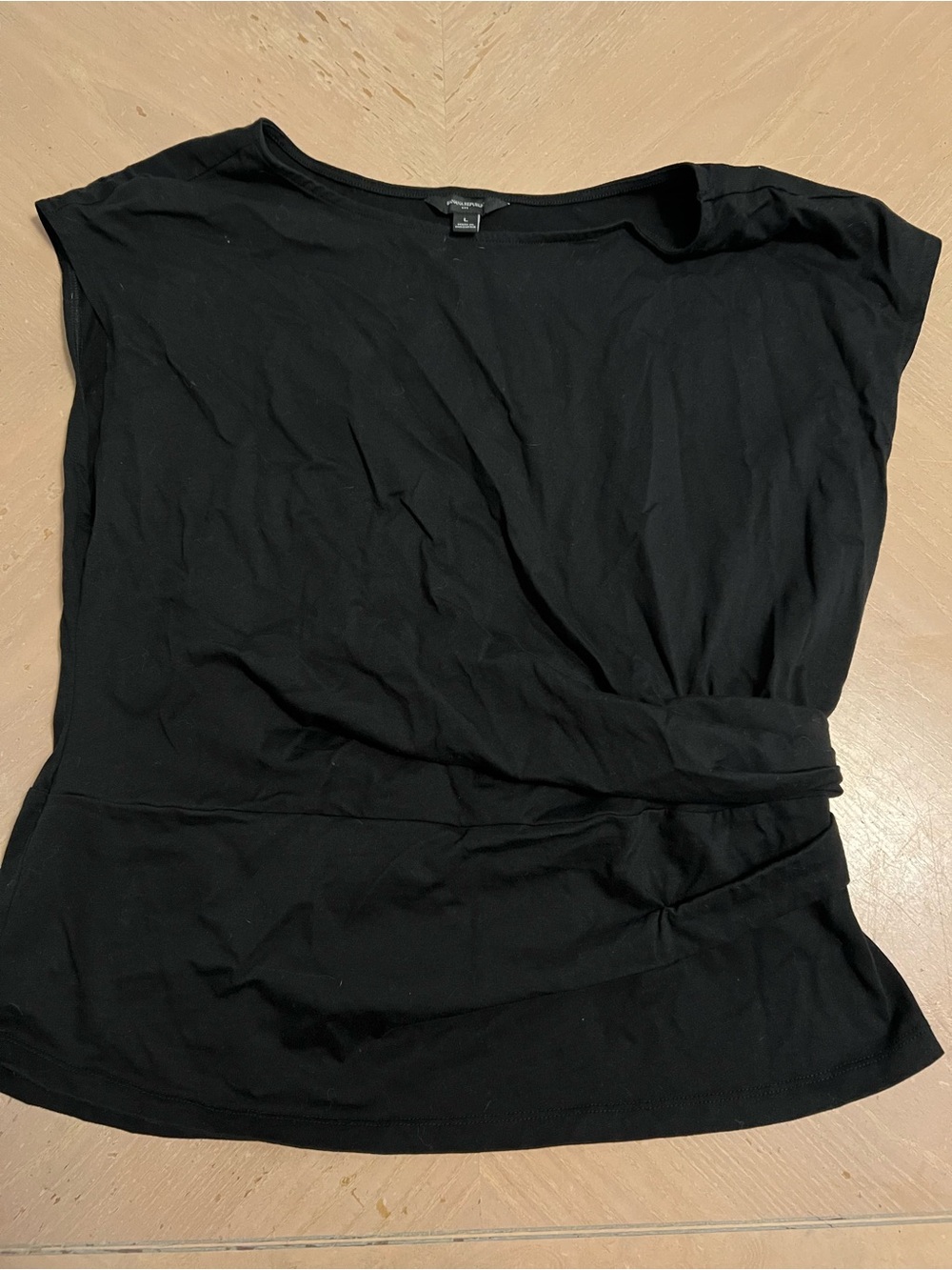 Banana Republic Black Cap-Sleeve Waist-Tie Top